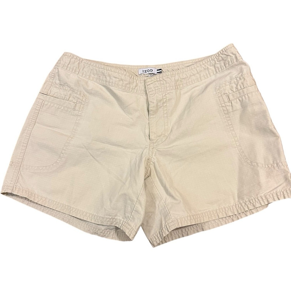 Izod Women‎ Beige Lightweight Cotton Drawstring Shorts 4,Inseam 5" Ripstop READ!